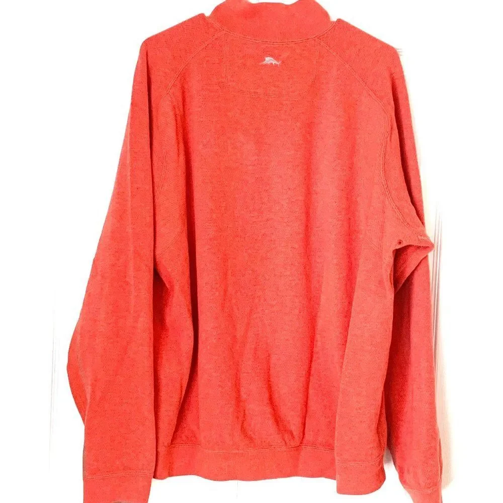 TOMMY BAHAMA SALMON Unusual Light Fleece Quarter Zip Top Sz XL